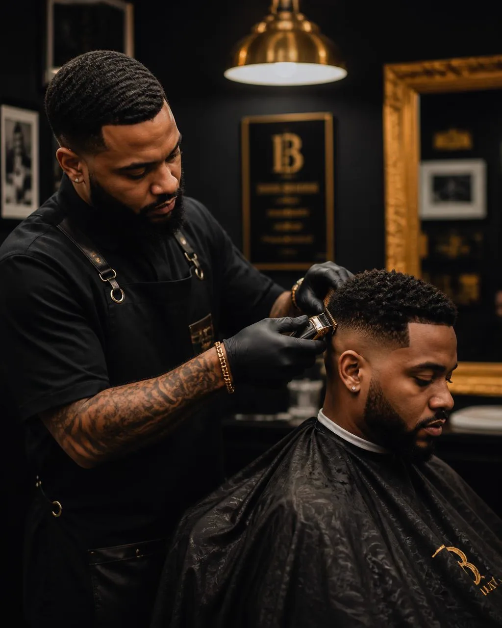 Barber giving a precision fade at Politixs Barbershop in Las Vegas